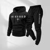 Mens Hooded Casual Sweatshirt Set With Matching Pants Winter Fleece Lined Streetwear Outfit