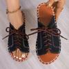 Fashion Plus Size 2025 Summer New Women’s Casual Slippers Outdoor Open Toe Lace Up Low Heel Slippers for Hot Sale Daily Rome Sandals