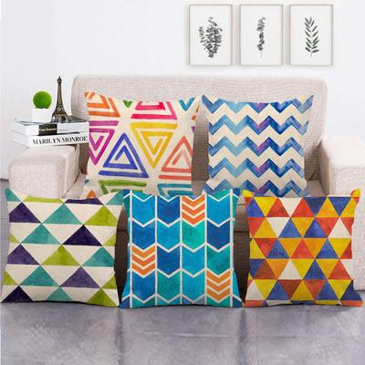 Geometric Triangular Wave Pattern Digital Printing Short Plush Pillow Covers For Car Sofa Office Cushion Cover Home Goods