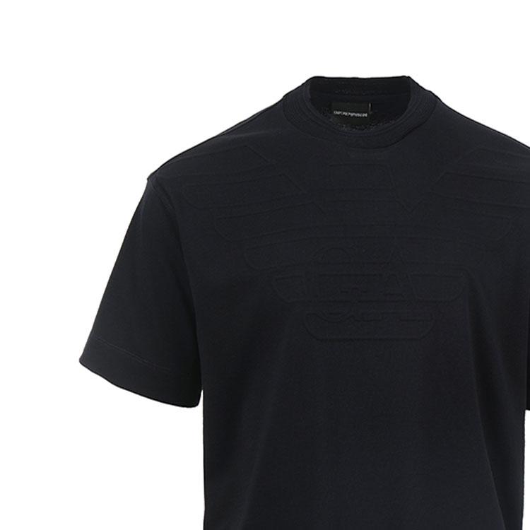 Emporio Armani Ss24 Einfarbig Rundhals Pullover Buchstaben Logo Schlanke Passform Kurzarm T-Shirt Herren T-Shirts Dunkelblau 3D1T94-1JWZZ-0962