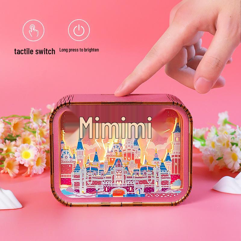 3D Wood Carving Fantasy Princess Castle Night Light Ornament