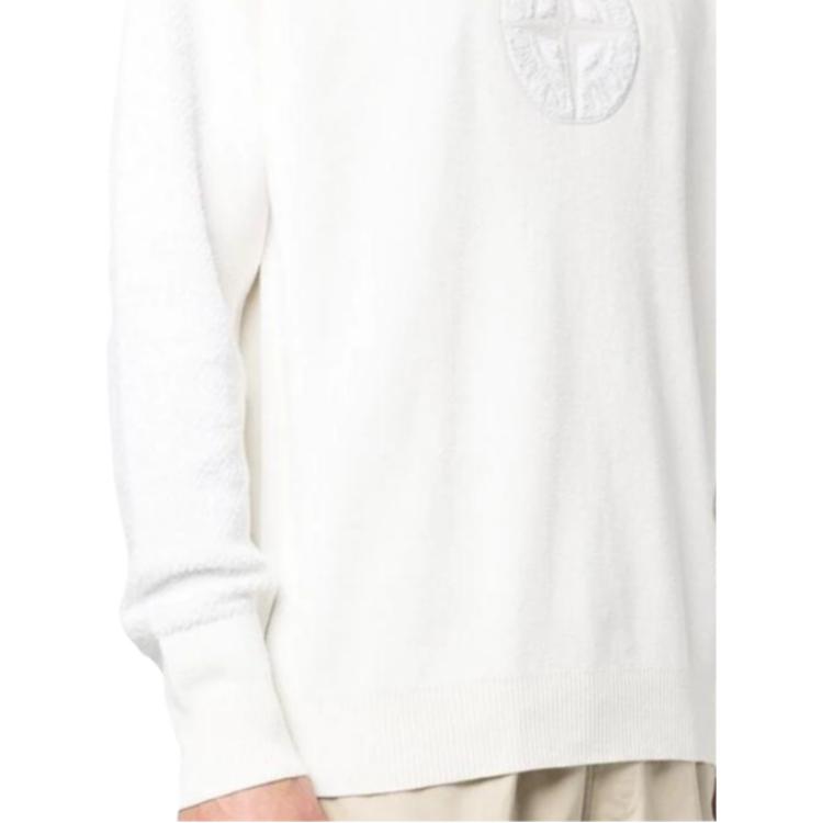 STONE ISLAND Ss23 Solid Logo Print Crew Neck Pullover Long Sleeve Sweatshirt Men Sweatshirt White 7815519B4-V0099