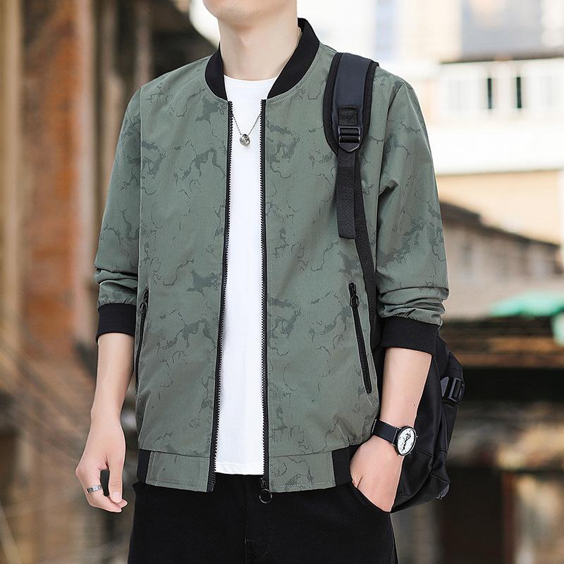 Baseball Collar Jacket Men s Autumn New Trendy Casual Jacket Blue Fashion Versatile Tops Men s Clothing M