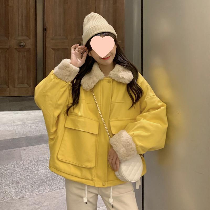 Women's Thickened Cotton Jacket - Imitation Lambswool Coat for Autumn/Winter 2025, Small Size, Loose Fit.