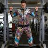 2 шт./комплект Диско-спортивний костюм Ретро 80-х Спортивний одяг З довгим рукавом Кольоровий блок Куртка на блискавці Штани з високою талією Комплект Хіп-хоп одяг