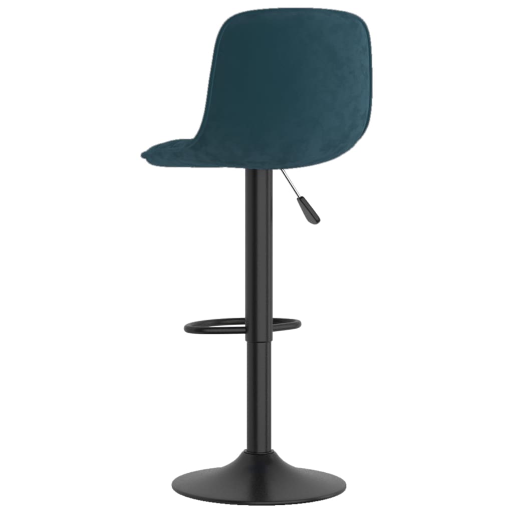 Bar Stool Set of 2 Blue Velvet
