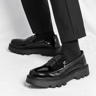 Dress Shoes Men Black PU Thick Sole Wear-resistant Casual Business Loafers European Social Shoes Size 38-45 Men Shoes
