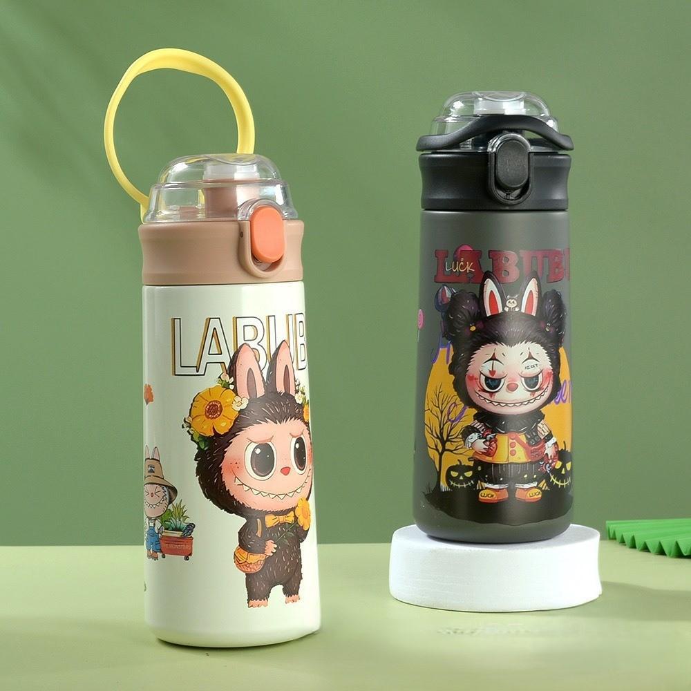 Labubu Cartoon Stainless Steel Thermal Insulation Water Cup Carter Cup with Handle Double Drink Bouncing Cup Pea Cup