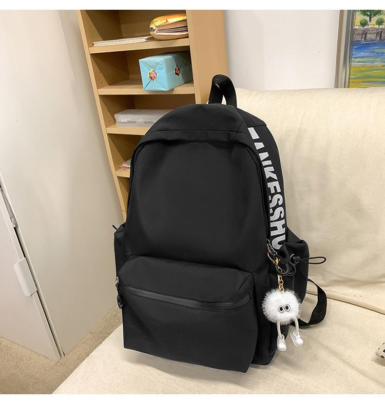 School bag solid color letter fashion backpack Korean version college student lightweight school bag outdoor travel large capacity backpack