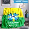 Custom Name Brasilian Pride Emblem Blanket Lightweight Ideal Bedding Blanket Perfect for Travel, Camping, Living Rooms, Sofas, Christmas Gift