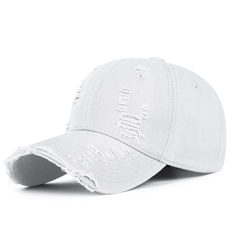 Spring & Autumn Distressed Duckbill Cap - Curved Brim, Ripped Edges, Unique Style Sunshade Hat