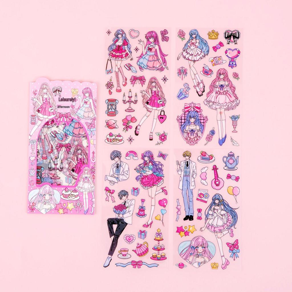 Cute Anime Girl Sticker Pack - Creative PET Stickers for DIY Journals and Decoration