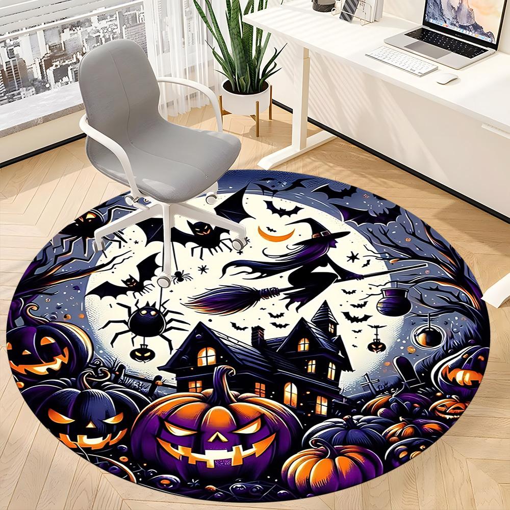 1pc Halloween Spooky Office Round Area Rug, Under Office Chairs Bedroom Living Room Home Decor, Room Deco, Available in Various Sizes
