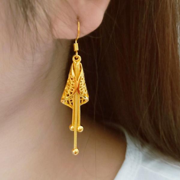 Elegant Ethnic Cicada Wing Tassel Earrings: Retro Smooth Hoops, Versatile Ornament, Ideal Small Gift for Mom