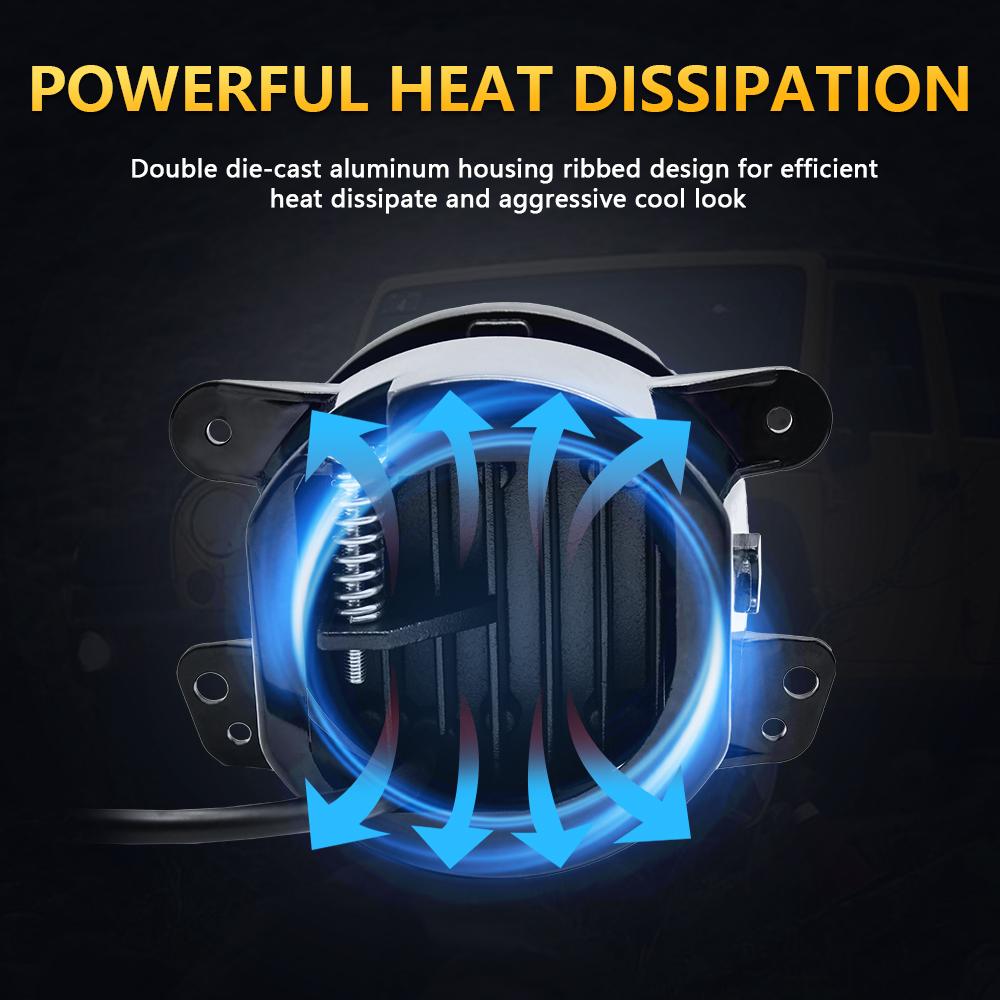 4 Inch LED Fog Lights White Halo Ring Angel Eyes DRL Amber Turn Signal Lamp 40W Round Auxiliary Lights For Jeep Wrangler JK TJ