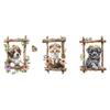 Cartoon Cat Dog Triptych Frame Wall Sticker Set Self-Adhesive for Kids Bedroom Wall Decoration