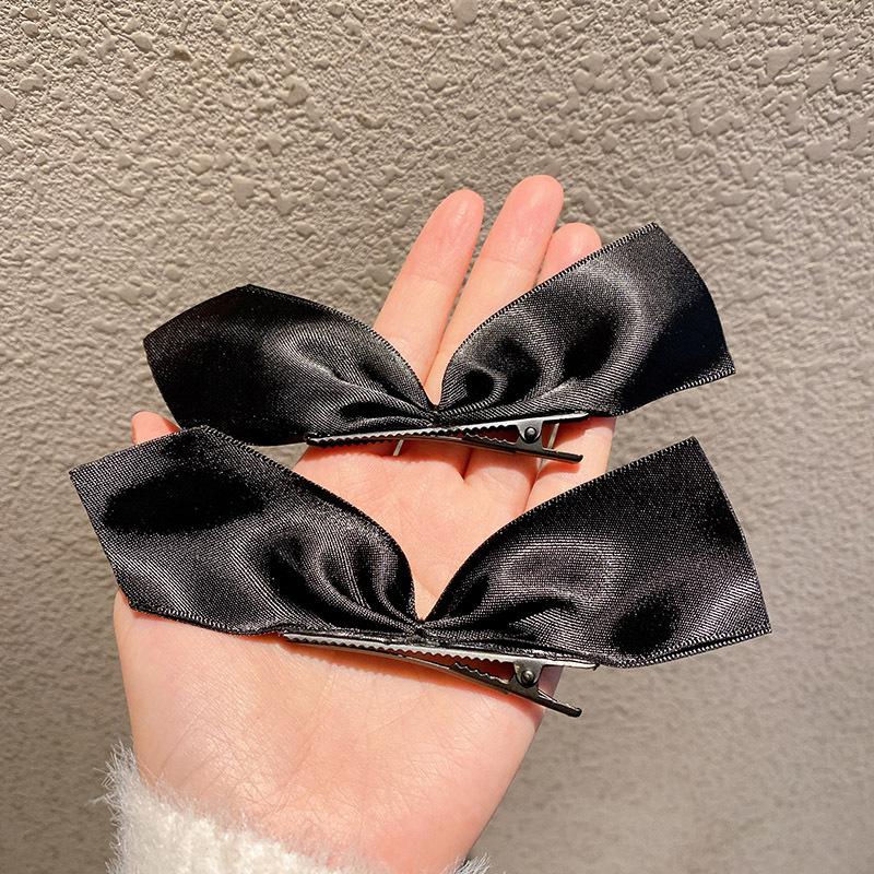 Lystrfac Korean Long Ribbon Bow Hairpin for Women Girls Hairclip Bangs Hairgrips Cute Back Head Top Clip Hair Accessories