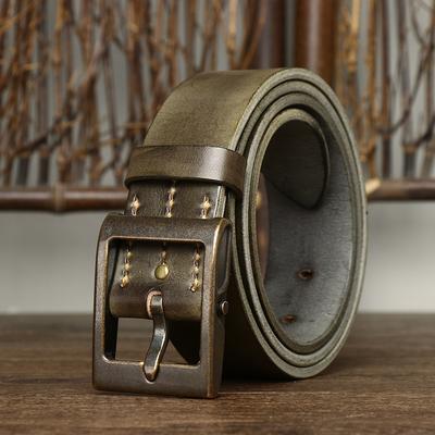 Pásek Pánský ručně vyráběný Heavy Duty Praný Retro Styl Osobnost Trendy Zesílení První vrstva Hovězí kůže Vintage Pravá kůže Pás
