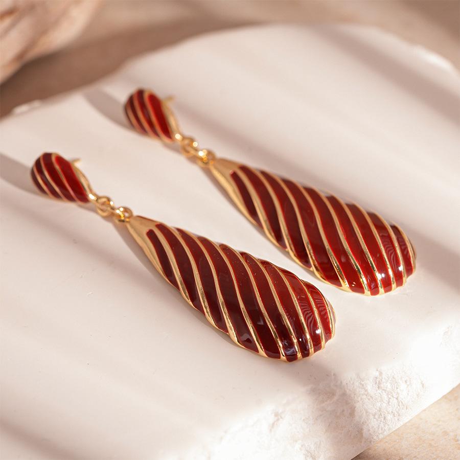 Стекающие Серебряные Серьги-Иглы с Зебровым Принтом и Каплями Воды Модные Геометрические Серьги с Темпераментом