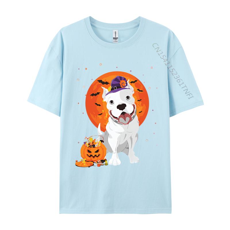 Pitbull Halloween Kostüm Kürbis T-Shirts Druck T-Shirts Herren Freizeit Große Größen Oversize Bedrucktes T-Shirt