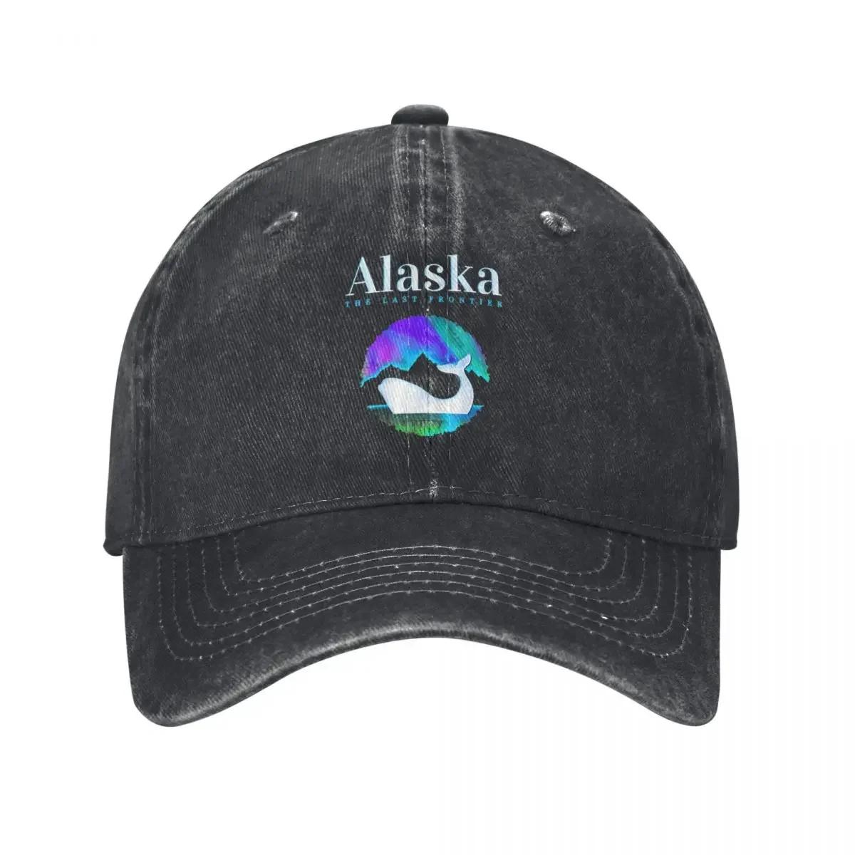 

Alaska The Last Frontier Men Women Baseball Caps Funny Northern Light Distressed Washed Hat Vintage Outdoor All Seasons Snapback Adjustable чёрный