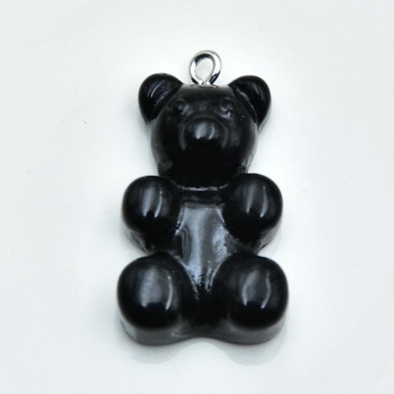 Large Resin Cartoon Bear Keychain with Transparent Sequin Pendant