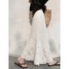 Spring Unique Design, Chic and Elegant White Lace Skirt with a Draping Effect, High-Waisted Slimming A-Line Long Skirt for Women