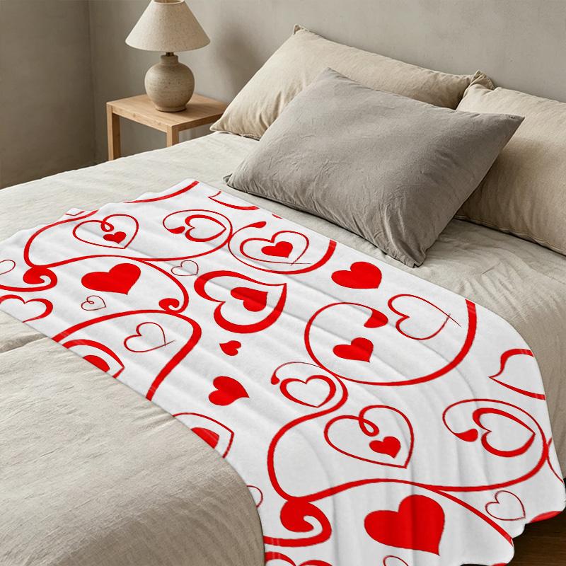 Shed-Resistant Love Heart Flannel Throw Cozy Warm Blanket for Home, Sofa, Bedroom Ideal for Movie Nights & Valentine’s Day Gift