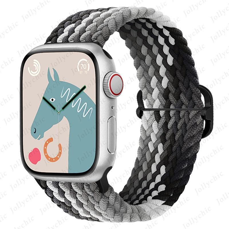 Braided Stretchy Adjustable Straps Compatible for Apple Watch Ultra 2/1 Band 38mm 40mm 41mm 42mm 44mm 45mm 49mm for Women Men