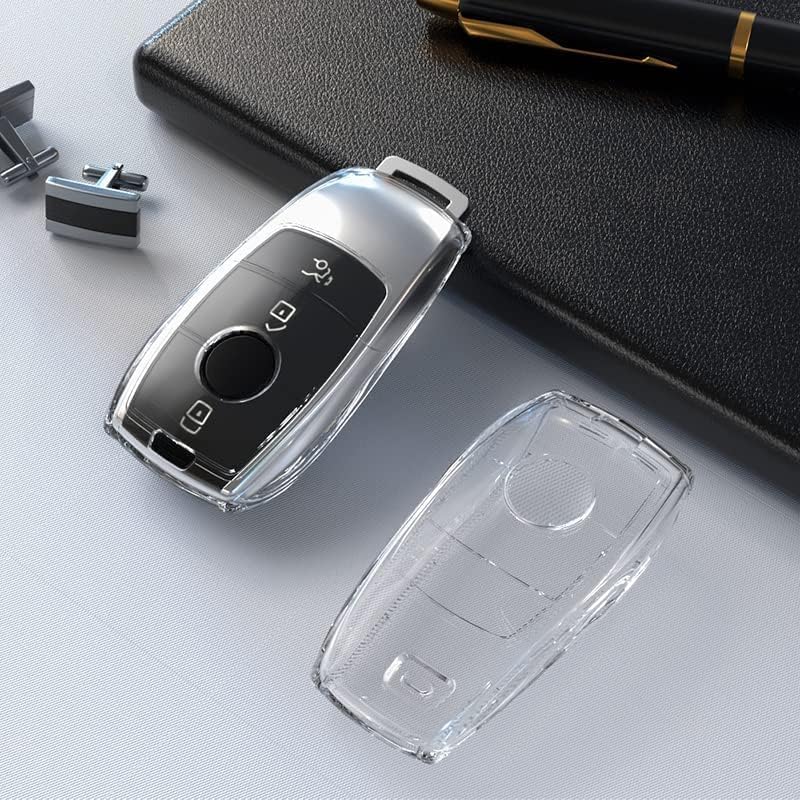 IUIU Key Fob Cover Clear, TPU Fob Case Compatible with Mercedes Benz A-Class C-Class C300 C63 CLA CLS E-Class E300/ E400/ E63 G-Class GL/GLK GLA