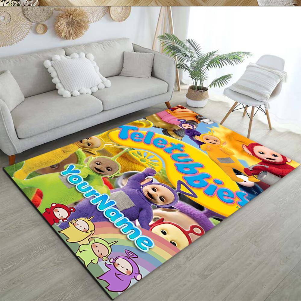 Teletubbies Customizable Name Area Rug Suitable for Bedrooms Playrooms Entryway Foyer Antislip Carpet Decorate Offices