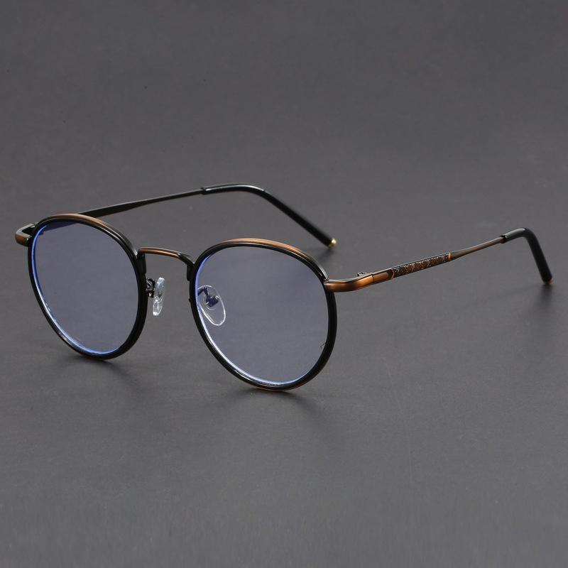 Light Luxury Leisure Optical Glasses Round Metal Frame Retro Ultra Light Hd Clear Lens Anti-Blue Light Eyeglasses Protect Eyes