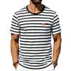 Men’s Summer Striped T-shirt: Loose-fit, Vintage-style, Commuter-friendly, Relaxed, Minimalist, Casual, Round-neck, Short-sleeved Top