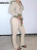 Set Felpa da Donna Color Block con Cuciture in Vita a Coste e Leggings Slim Fit