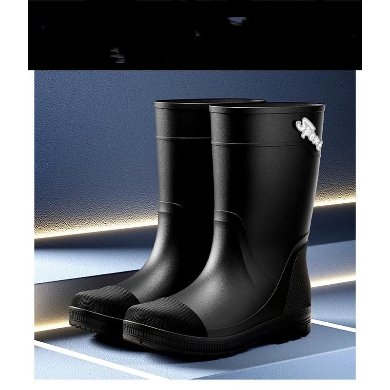 Herren Mid Tube Wasserdicht Rutschfest Abriebfest Regenschuhe Gummischuhe