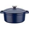 Solid Cast Iron Pot - - BLUE MAGIC - 24 Cm - Round - Induction - Blue