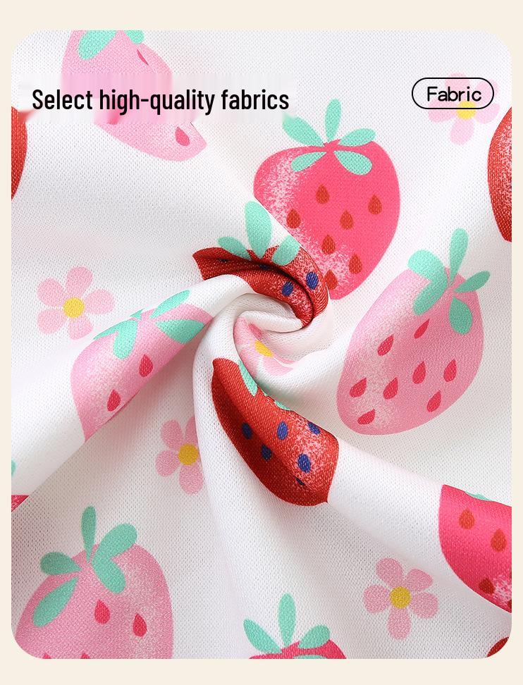 New Autumn Girls' Strawberry Pattern Hoodie, Round Neck Pullover, Kids' Cute Clothing