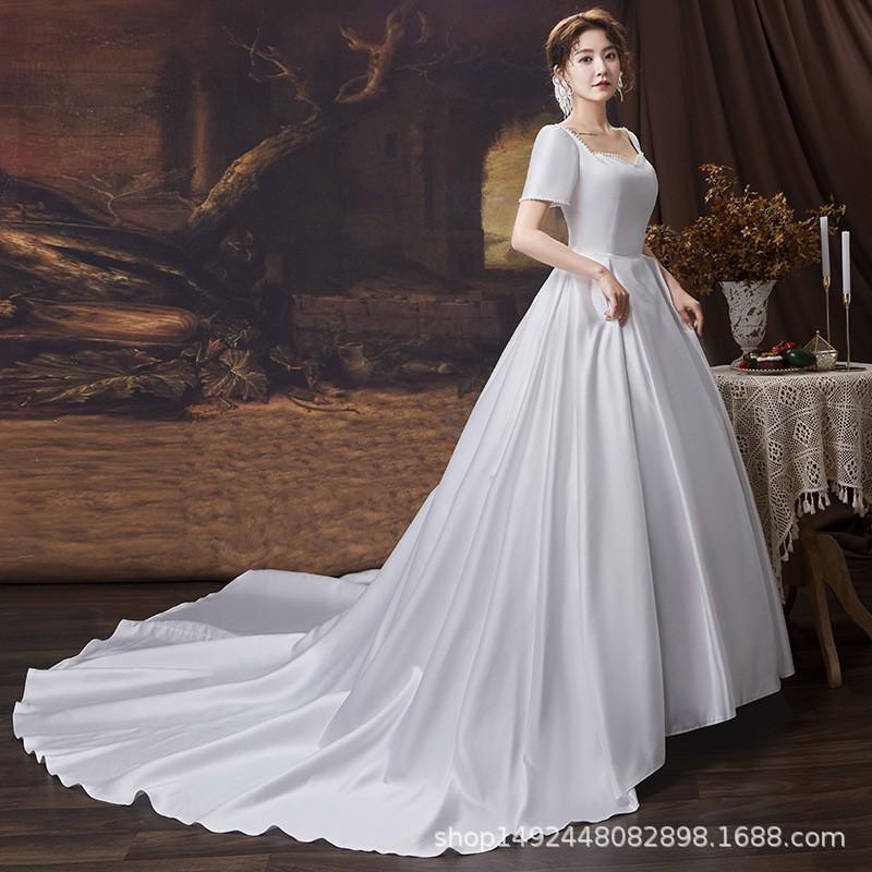 Elegant Satin Wedding Dress With Train