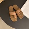 Korean Version of Retro Flat-bottomed Toe Slippers Women's Outer Wear 2025 Summer New Niche Fashion Commuter Open-toed Sandals