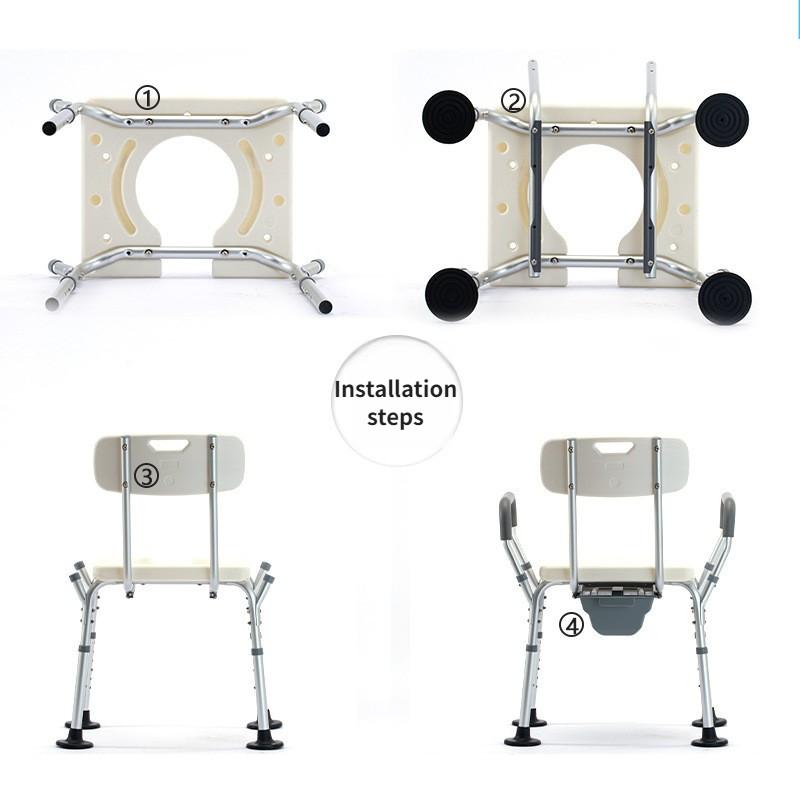 Multifunkční sprchová židle z hliníkové slitiny skládací pro invalidy toaletní sedátko domácí protiskluzová toaletní židle pro seniory