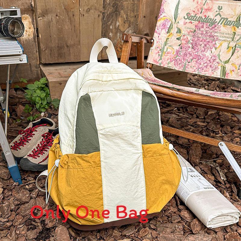 Nylon Casual Backpack With Geometric Pattern For Women And Men White Yellow,S