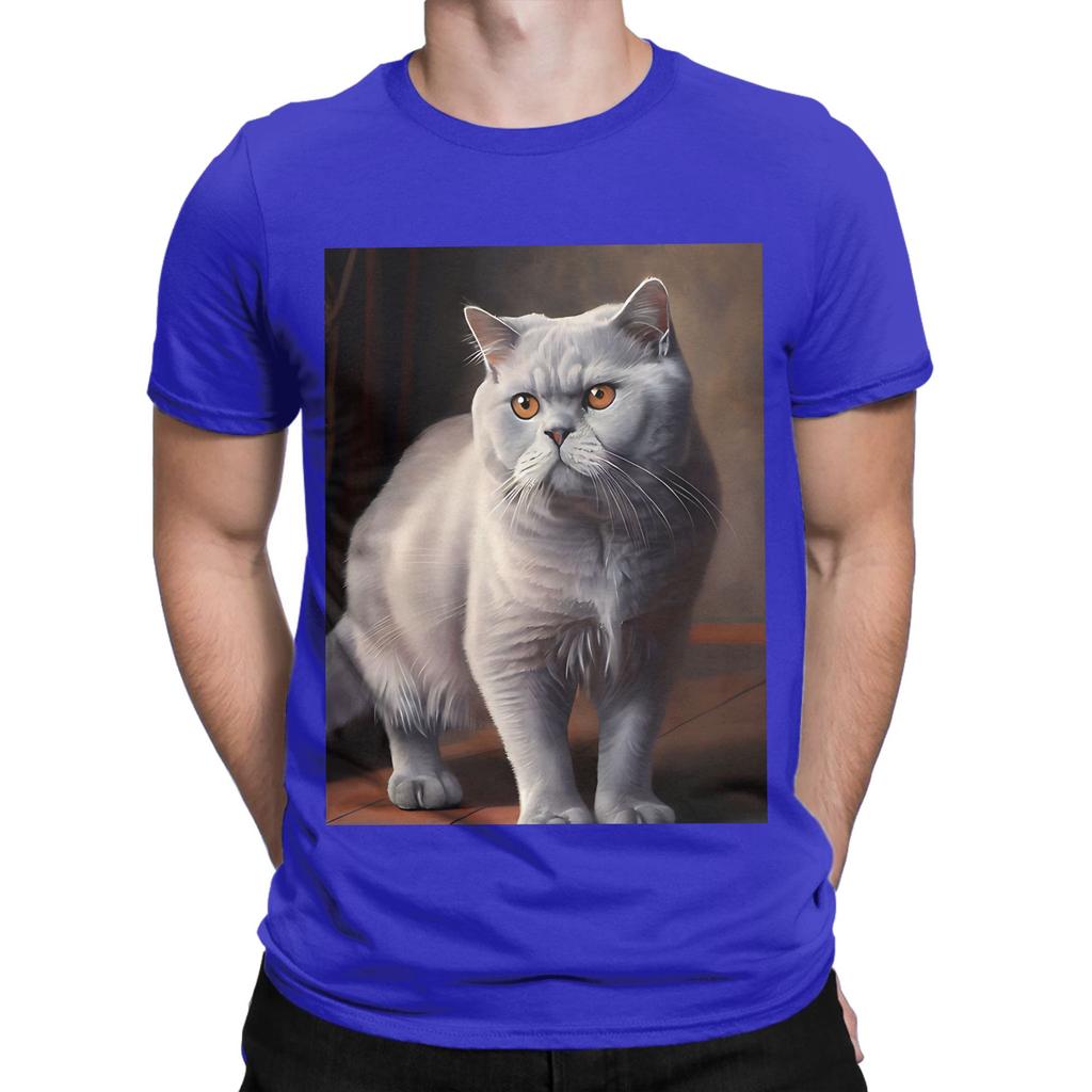 British Shorthair Oil paint Graphic Funny 100 Cotton TShirt Shorthair Tees Tops For Unisex