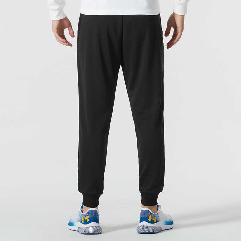 Under Armour Solid Color Stand Collar Zipper Loose Warm Top And Cuffed Long Pants Casual Sports Set Men Sets Black 23600804-001+23600704-001