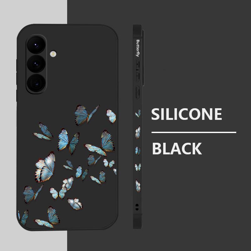 

Модный тонкий мягкий чехол с рисунком бабочки для телефона Samsung Galaxy S24 Ultra S23 Plus S22 S21 S20 FE A55 A54 A52 A35 A34 TPU шнурок противоударный чехол Samsung S23 чёрный