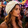 Non-strangling Headwear Turban Hat for Women, Sequined Crepe Fabric Headwrap, Ethnic Women Style Knotted Front Headwrap All Face Shapes Stable Fit