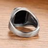 Retro Old Imitation Black Agate Ring Men's Trendy Classic Wide-sided Adjustable Personality Trendy Thai Silver Single Ring Men