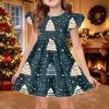 Girls Christmas Print Sleeve Dress for Casual Holiday Party and Everyday Wear