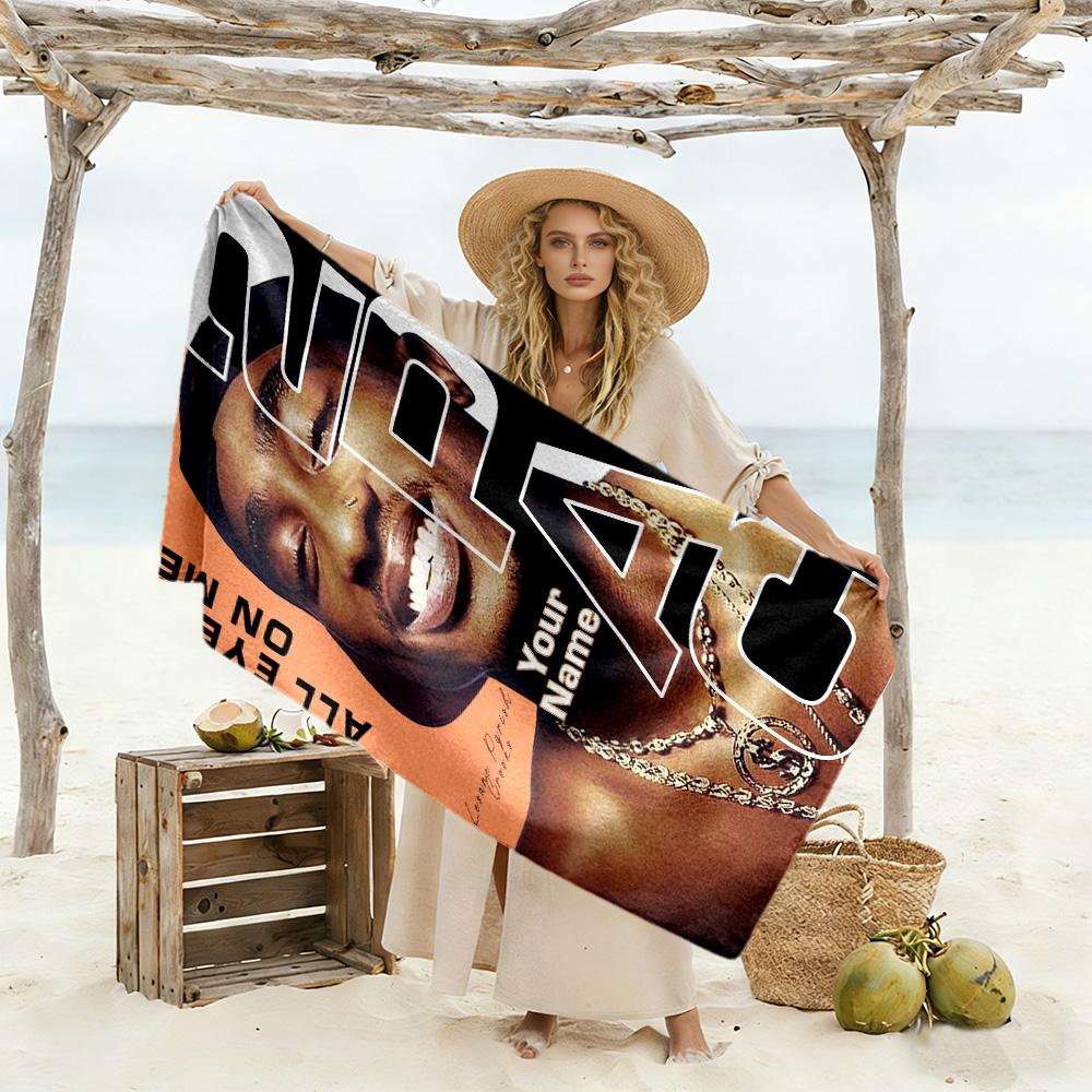 2pac Personalized Name Beach Towel Quick-Dry Soft Microfiber Portable for SwimmingBeachCamping Travel Beach AccessoriesGym