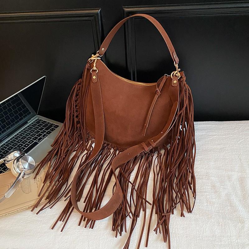 Bohemian Tassel Bag Female Niche High-end Commuting Underarm Texture Personality Cross-body