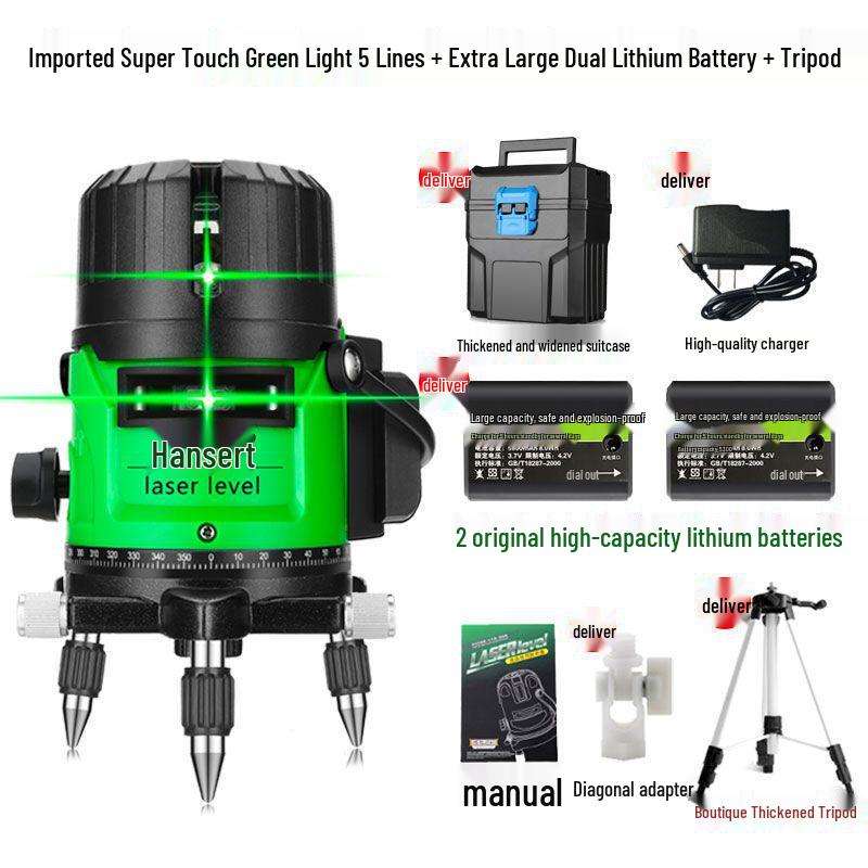 High Precision Automatic Infrared & Green Light Laser Level with 2, 3, 5-Line Projection